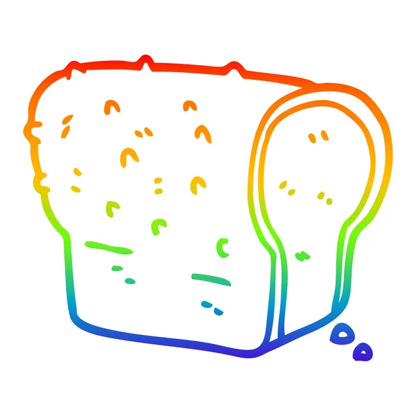 Arco-íris linha gradiente desenho cartoon pão — Vetor de Stock