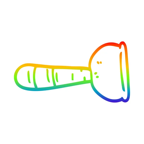 Regenboog gradiënt lijntekening cartoon toilet plunjer — Stockvector