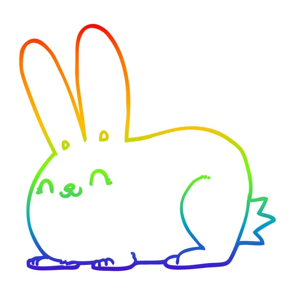 Веселка градієнтна лінія малюнок мультяшний кролик — стоковий вектор