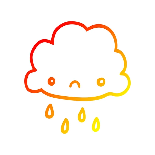 Warme kleurovergang lijntekening cartoon storm cloud — Stockvector