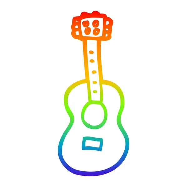 Rainbow gradient line drawing cartoon guitar — Stock Vector
