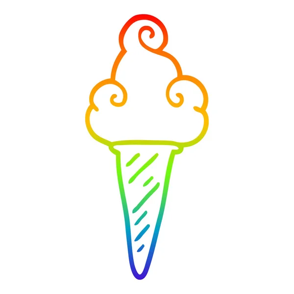 Regenbogen-Gradientenlinie Zeichnung Cartoon-Eis — Stockvektor