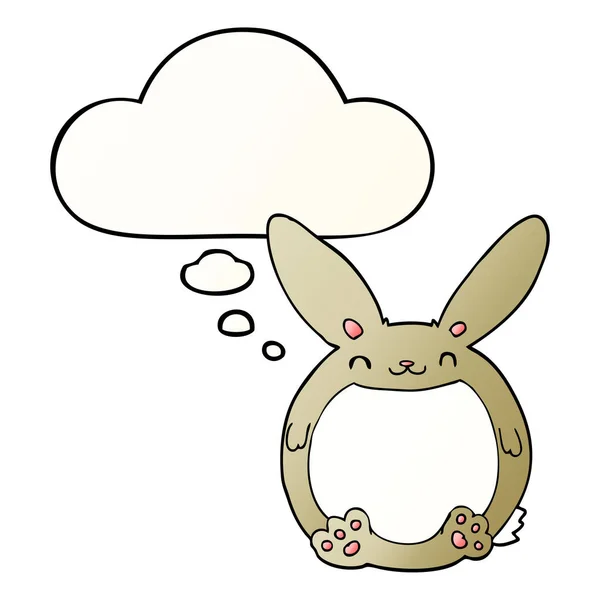 Dessin animé lapin et bulle de pensée en style dégradé lisse — Image vectorielle