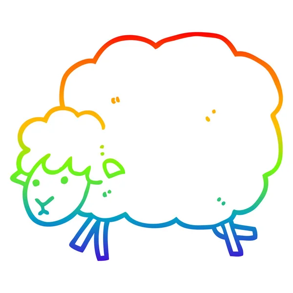 虹のグラデーションライン描画漫画の羊 — ストックベクタ