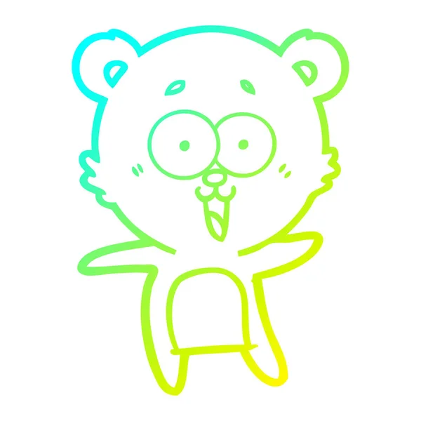 Froid dégradé ligne dessin rire ours en peluche dessin animé — Image vectorielle