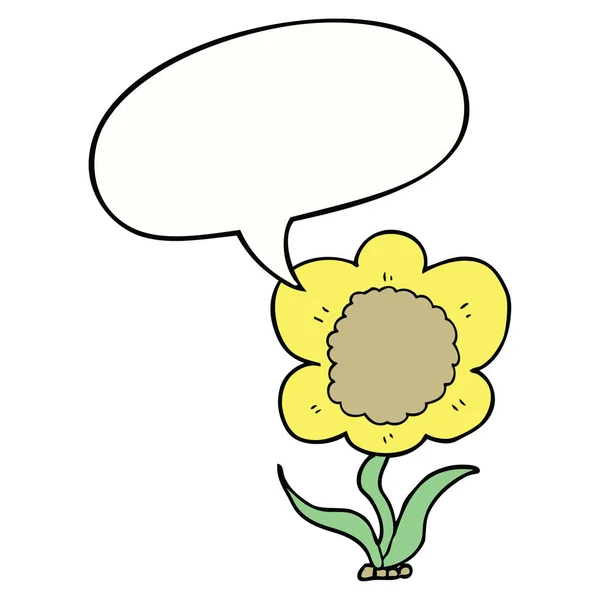 Tecknad blomma och pratbubbla — Stock vektor