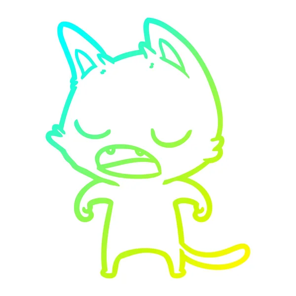 Linea gradiente freddo disegno gatto parlante cartone animato — Vettoriale Stock