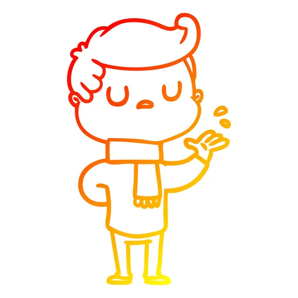 Sıcak degrade çizgi çizim karikatür aloof adam — Stok Vektör