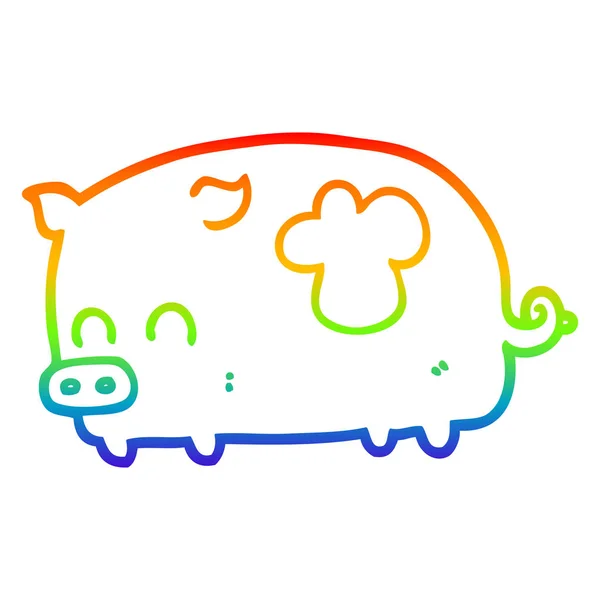 Ουράνιο τόξο γραμμή ντεγκραντέ σχέδιο χαριτωμένο καρτούν γουρούνι — Διανυσματικό Αρχείο