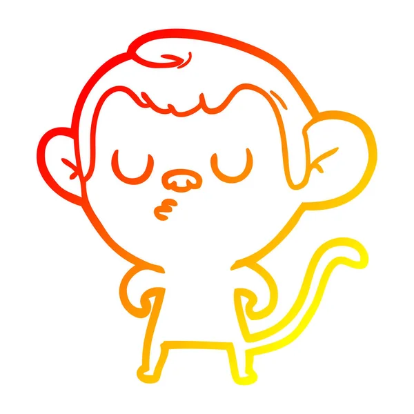 Warm gradient line drawing cartoon monkey — Stock Vector