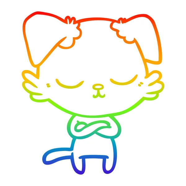 Arco iris gradiente línea dibujo lindo dibujos animados perro — Archivo Imágenes Vectoriales