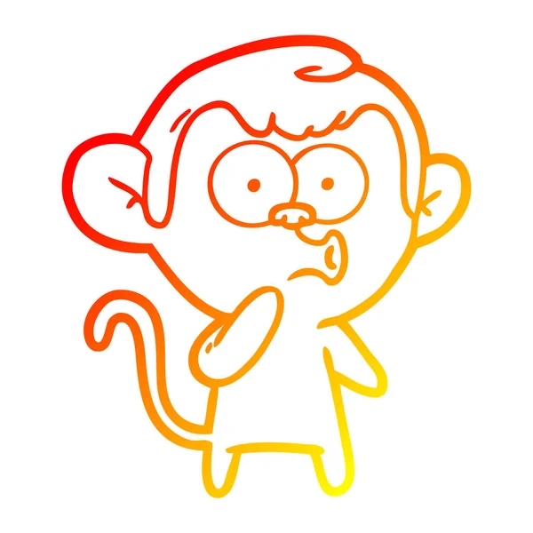 Teplá Přechodová čára kresba kreslená opice — Stockový vektor