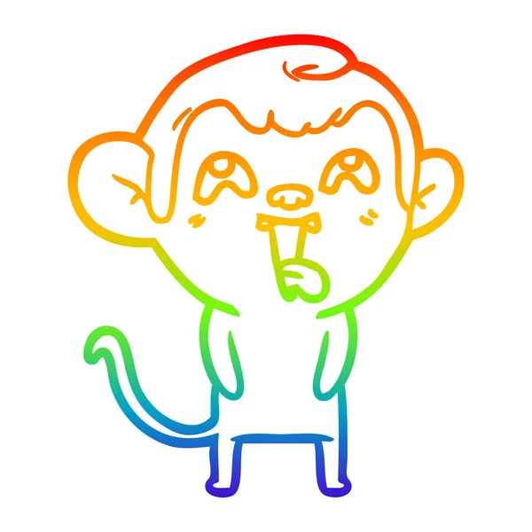 Regenboog gradiënt lijntekening gek cartoon aap — Stockvector