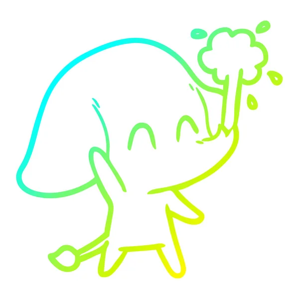 Studená Přechodová čára obrázek roztomilý kreslený sloní voda — Stockový vektor