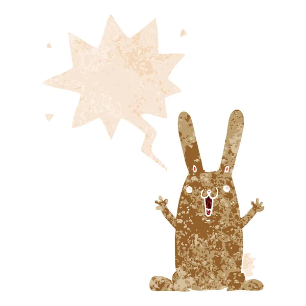 Kreslený králík a bublina řeči ve stylu retro — Stockový vektor