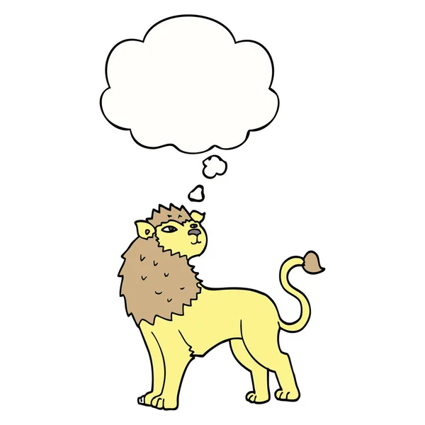 Cartoon Leeuw en gedachte Bubble — Stockvector