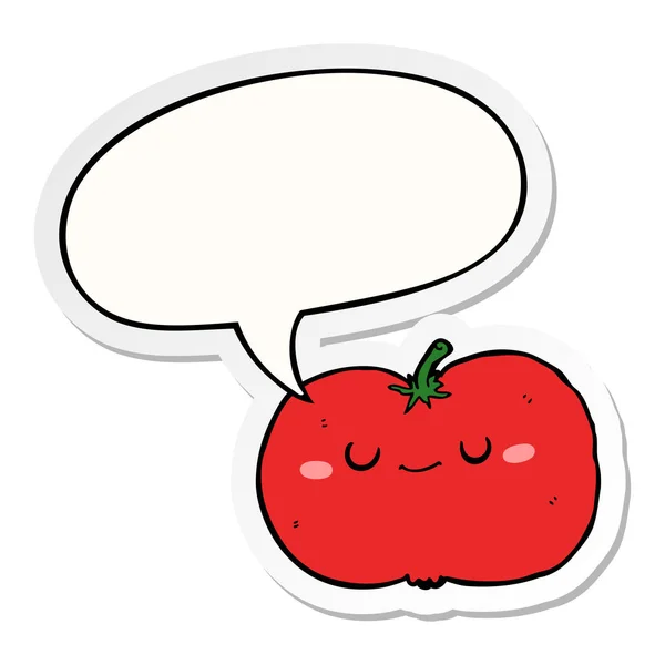 Cartoon Apple en toespraak bubble sticker — Stockvector