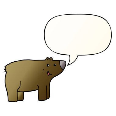 düzgün degrade tarzında karikatür ayı ve konuşma balonu