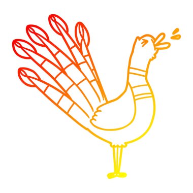 sıcak degrade çizgi çizim karikatür tavus kuşu ötme