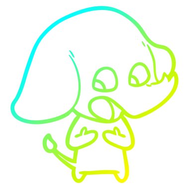 soğuk degrade çizgi çizim sevimli karikatür fil