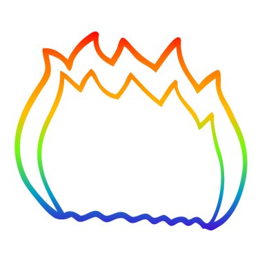 gökkuşağı degrade çizgi çizim karikatür mavi alev