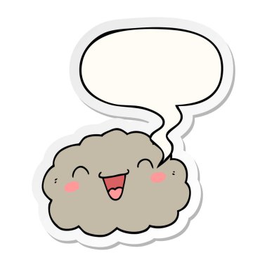 mutlu karikatür bulut ve konuşma balonu etiket