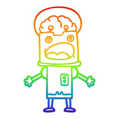 gökkuşağı degrade çizgi çizim karikatür robot