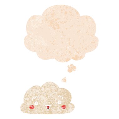 retro dokulu tarzda karikatür bulut ve düşünce balonu