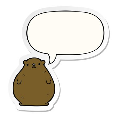 karikatür ayı ve konuşma kabarcık etiket