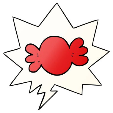 çizgi film pürüzsüz degrade tarzında şeker ve konuşma balonu sarılmış