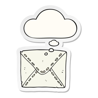 karikatür mektup ve basılı bir etiket olarak düşünce balonu