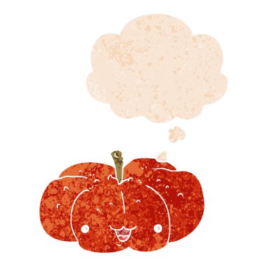 karikatür kabak ve retro dokulu tarzında düşünce balonu