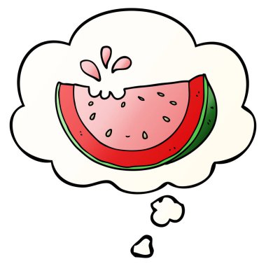 karikatür karpuz ve pürüzsüz degrade tarzında düşünce balonu