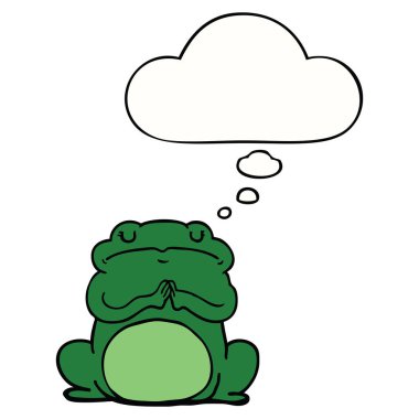 karikatür kibirli kurbağa ve düşünce balonu