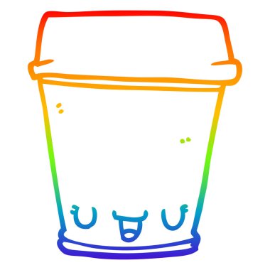 gökkuşağı gradyan çizgi çizim karikatür kahve fincanı