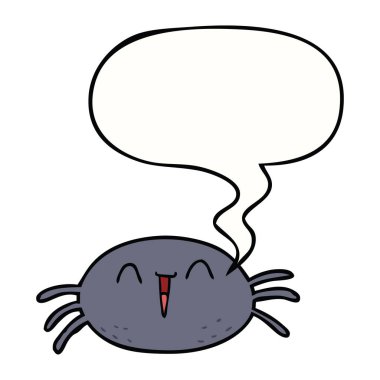 karikatür halloween örümcek ve konuşma balonu
