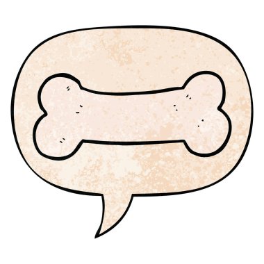 retro doku tarzında karikatür kemik ve konuşma balonu