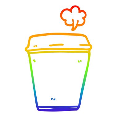 gökkuşağı gradyan çizgi çizim karikatür kahve fincanı
