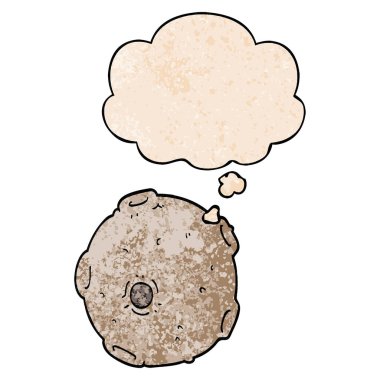 karikatür ay ve grunge doku desen tarzında düşünce balonu