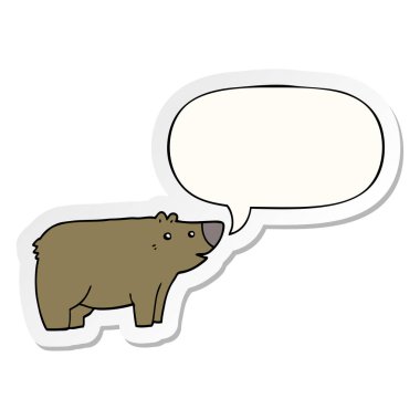 karikatür ayı ve konuşma kabarcık etiket