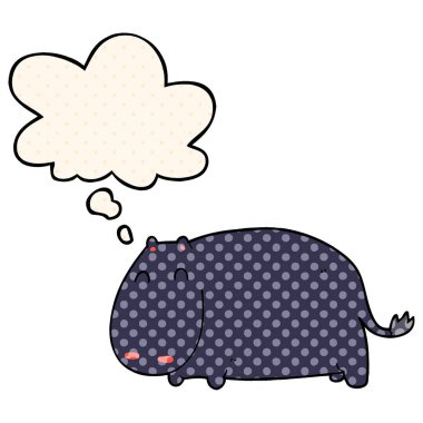 çizgi film su aygırı ve çizgi roman tarzında düşünce balonu