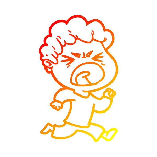 Sıcak degrade çizgi çizim karikatür öfkeli adam — Stok Vektör