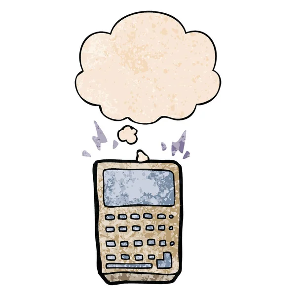 Cartoon Calculator en gedachte bubble in grunge textuur patroon — Stockvector