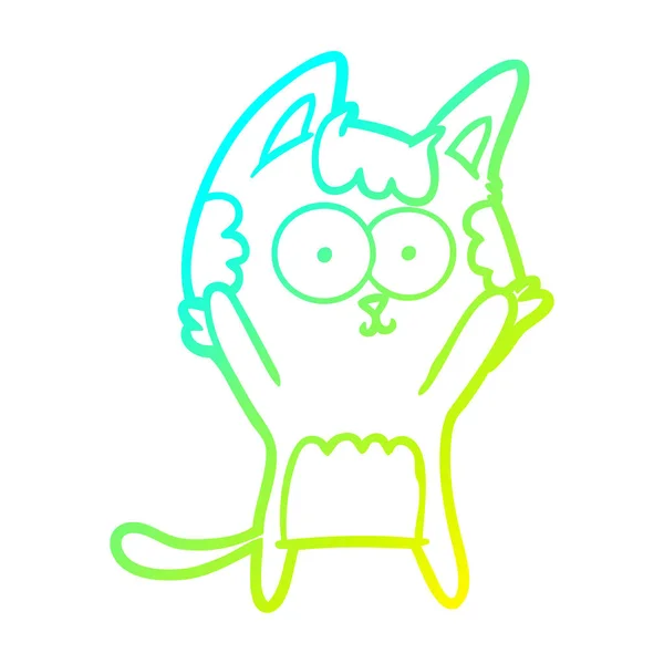 Linea gradiente freddo disegno felice gatto dei cartoni animati — Vettoriale Stock