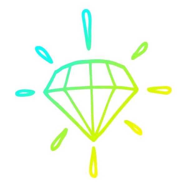 Línea de gradiente frío dibujo dibujos animados tatuaje diamante — Vector de stock
