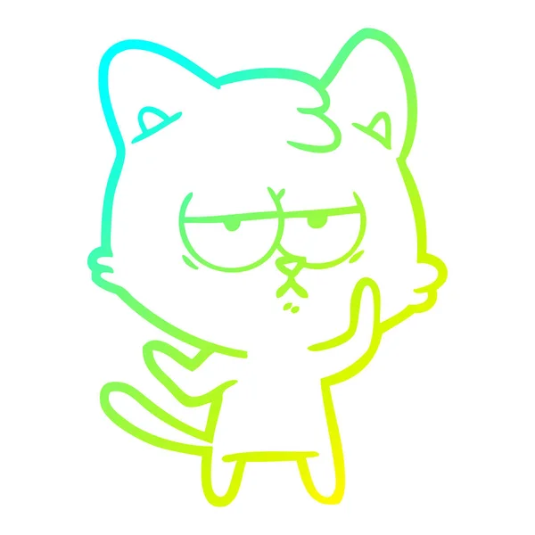 冷たいグラデーションライン描画退屈な漫画の猫 — ストックベクタ