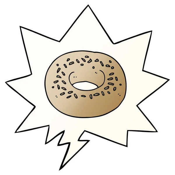 Donut de desenhos animados e bolha de fala em estilo gradiente suave — Vetor de Stock