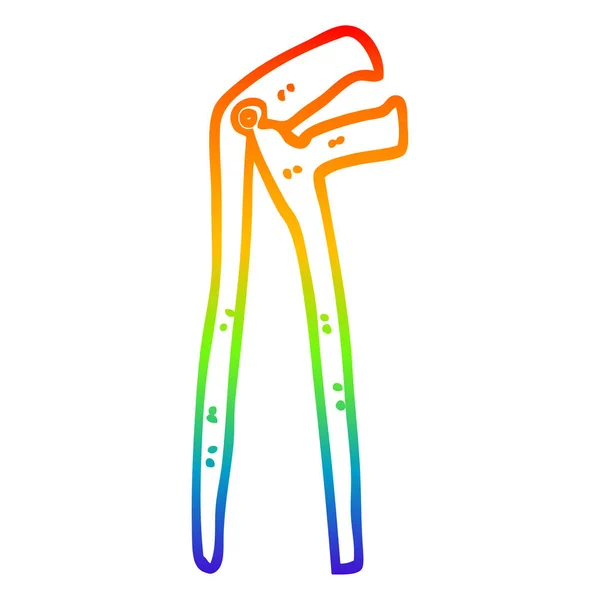 Línea de gradiente arco iris dibujo dibujos animados plomeros llave — Archivo Imágenes Vectoriales