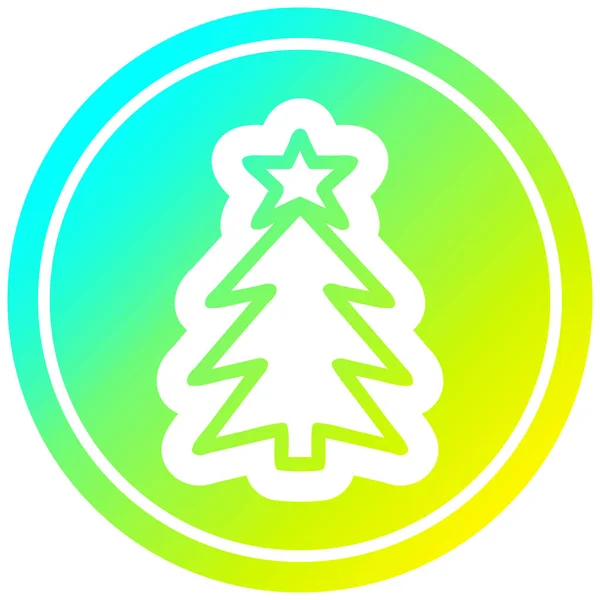 Weihnachtsbaum kreisrund im kalten Gradientenspektrum — Stockvektor