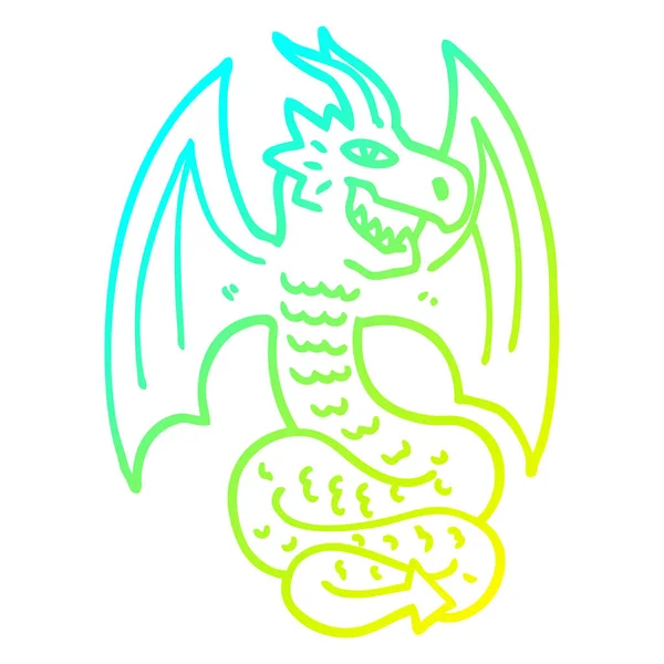 Linha gradiente frio desenho dragão dos desenhos animados —  Vetores de Stock